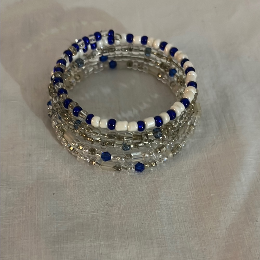 Silver and Blue Chunky and Delicate Bracelet Set